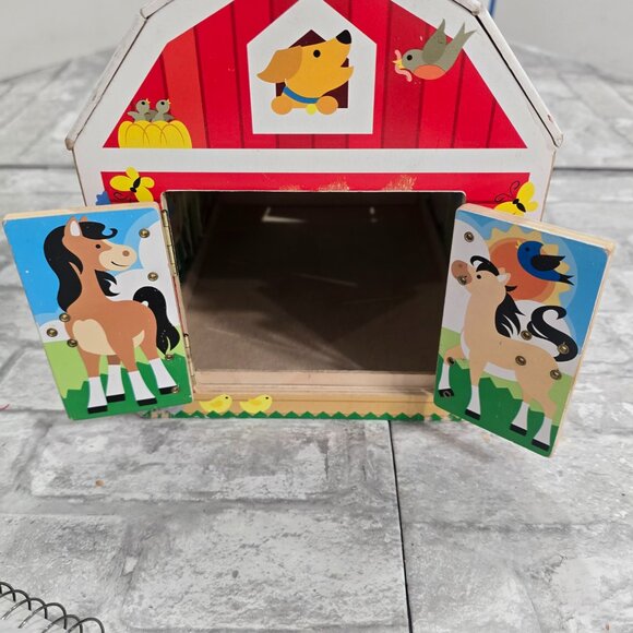 Toy Barn Melissa & Doug WOODEN LATCHES BARN 6 Hinged Doors Play & Learn - Picture 7 of 11
